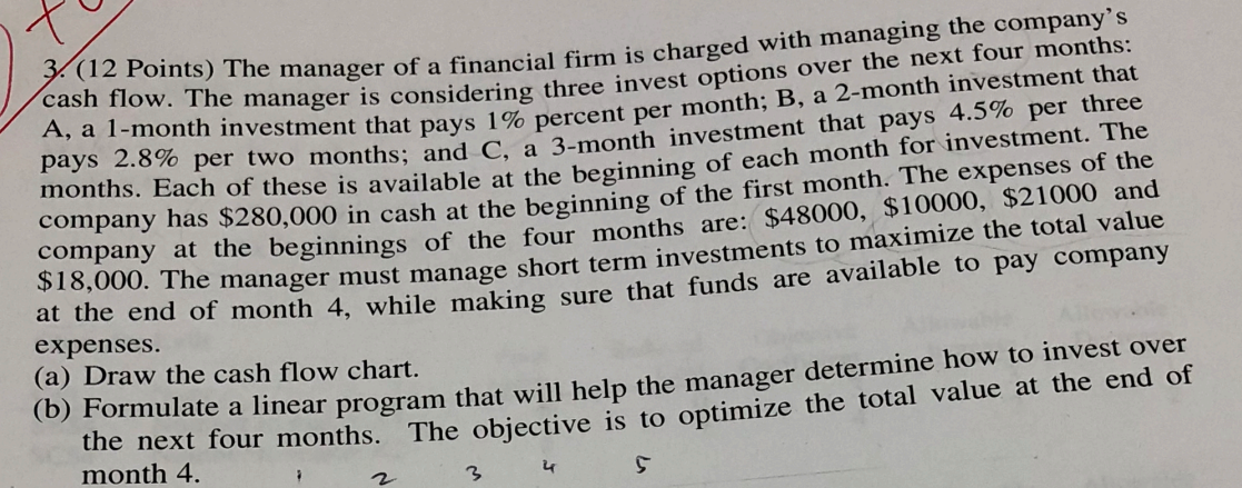 A, a 1-month investment that pays 1% percent per