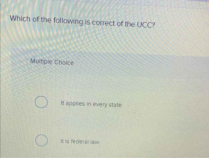 Which of the following is correct of the UCC?