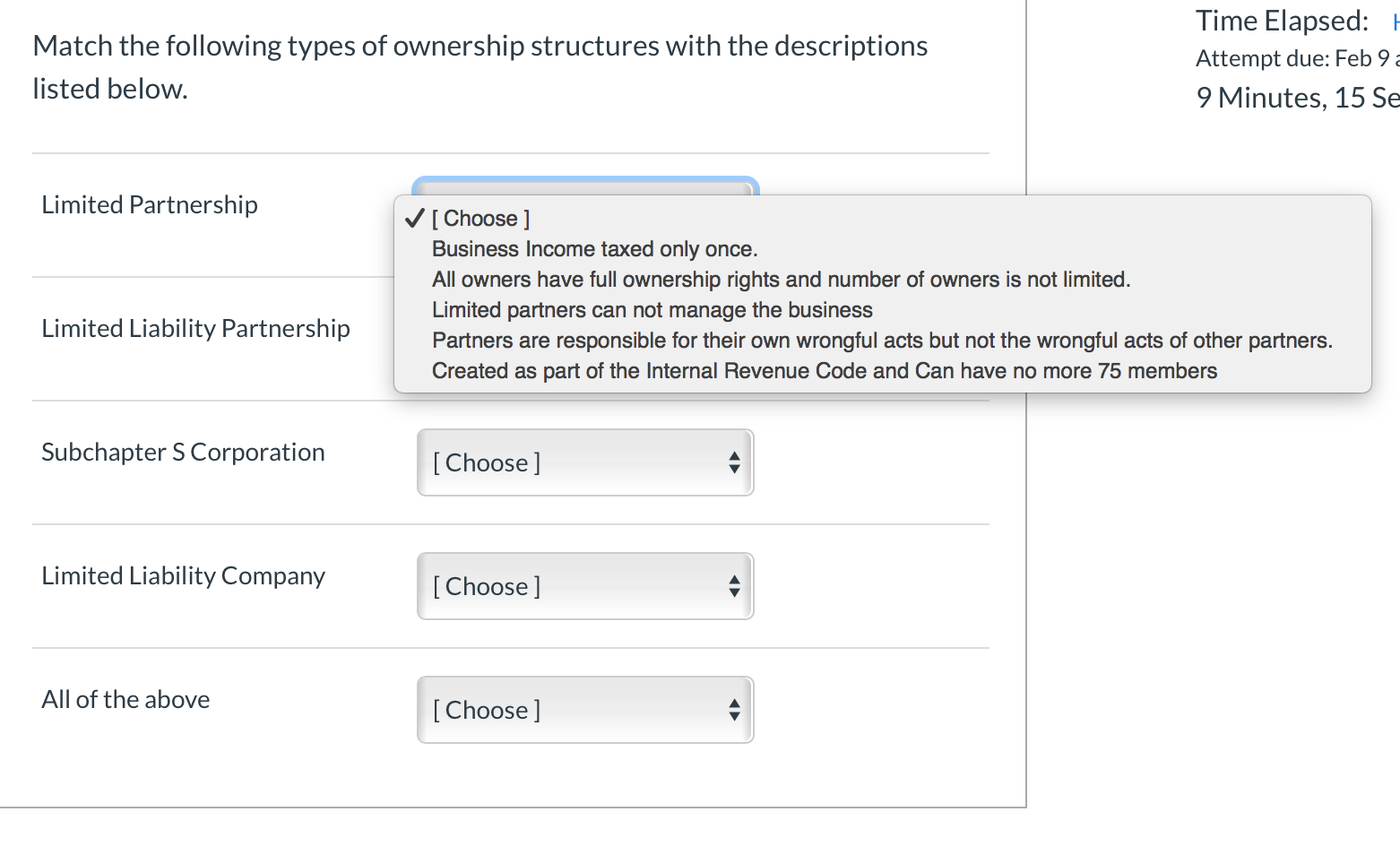 Match the following types of ownership structures
