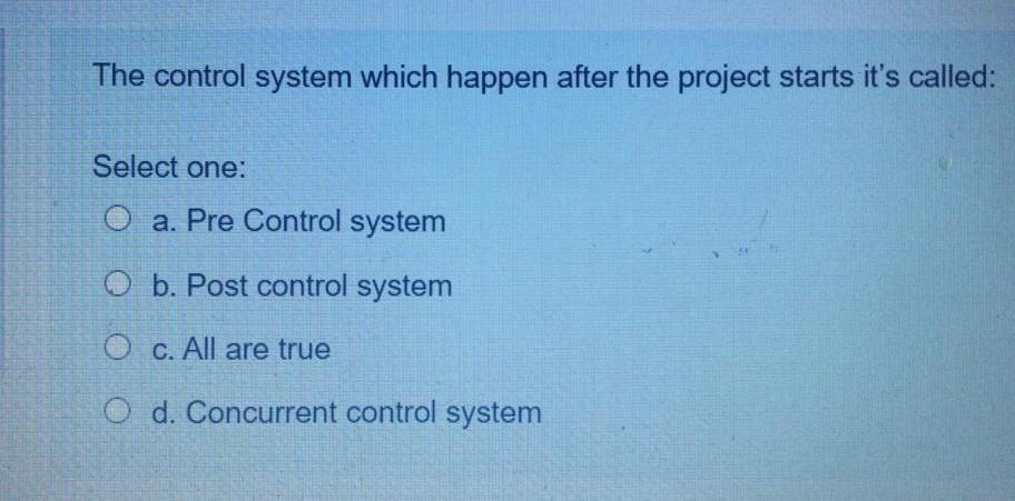 The control system which happen after the project