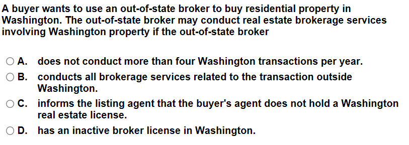 a A buyer wants to use an out-of-state broker to