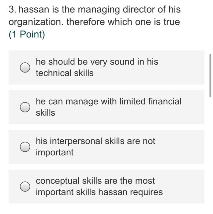 3. hassan is the managing director of his
