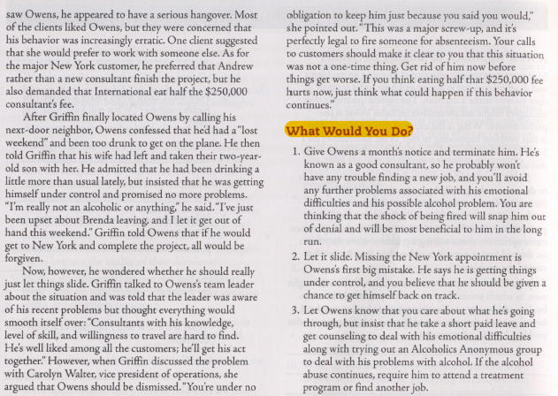 300 words please The Absentee Consultant105