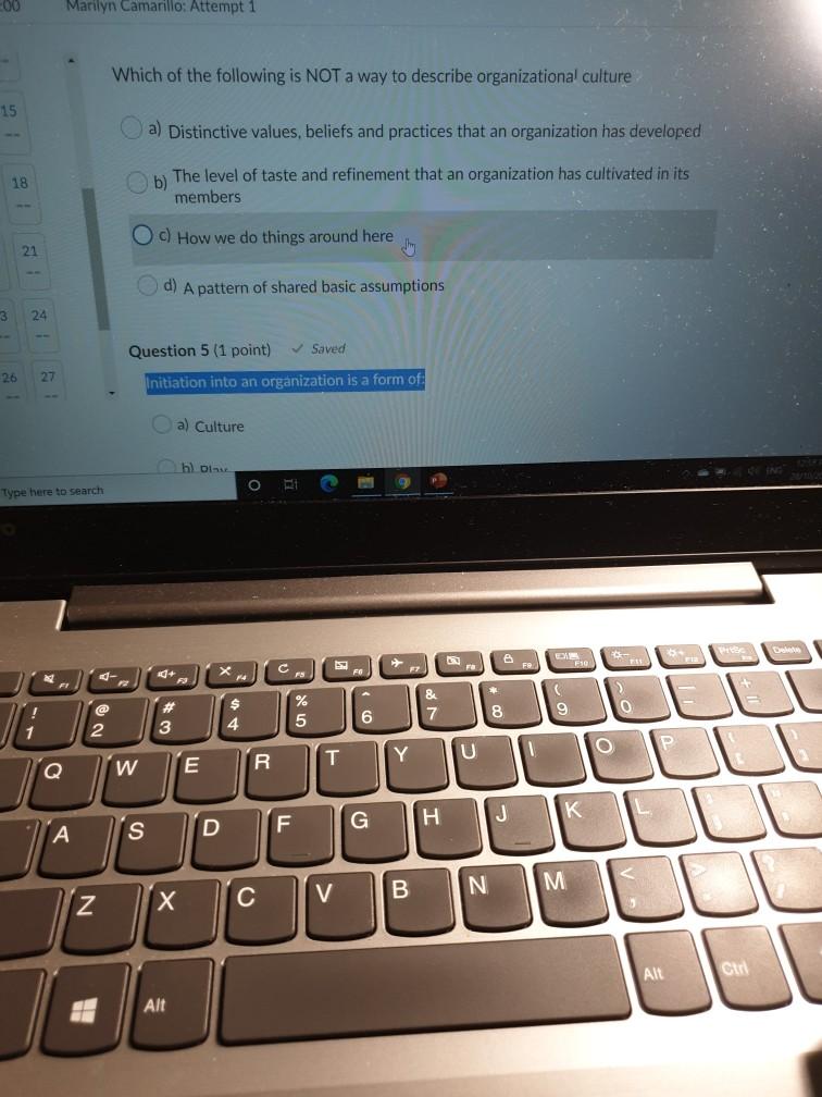 00 Marilyn Camarillo: Attempt 1 Which of the