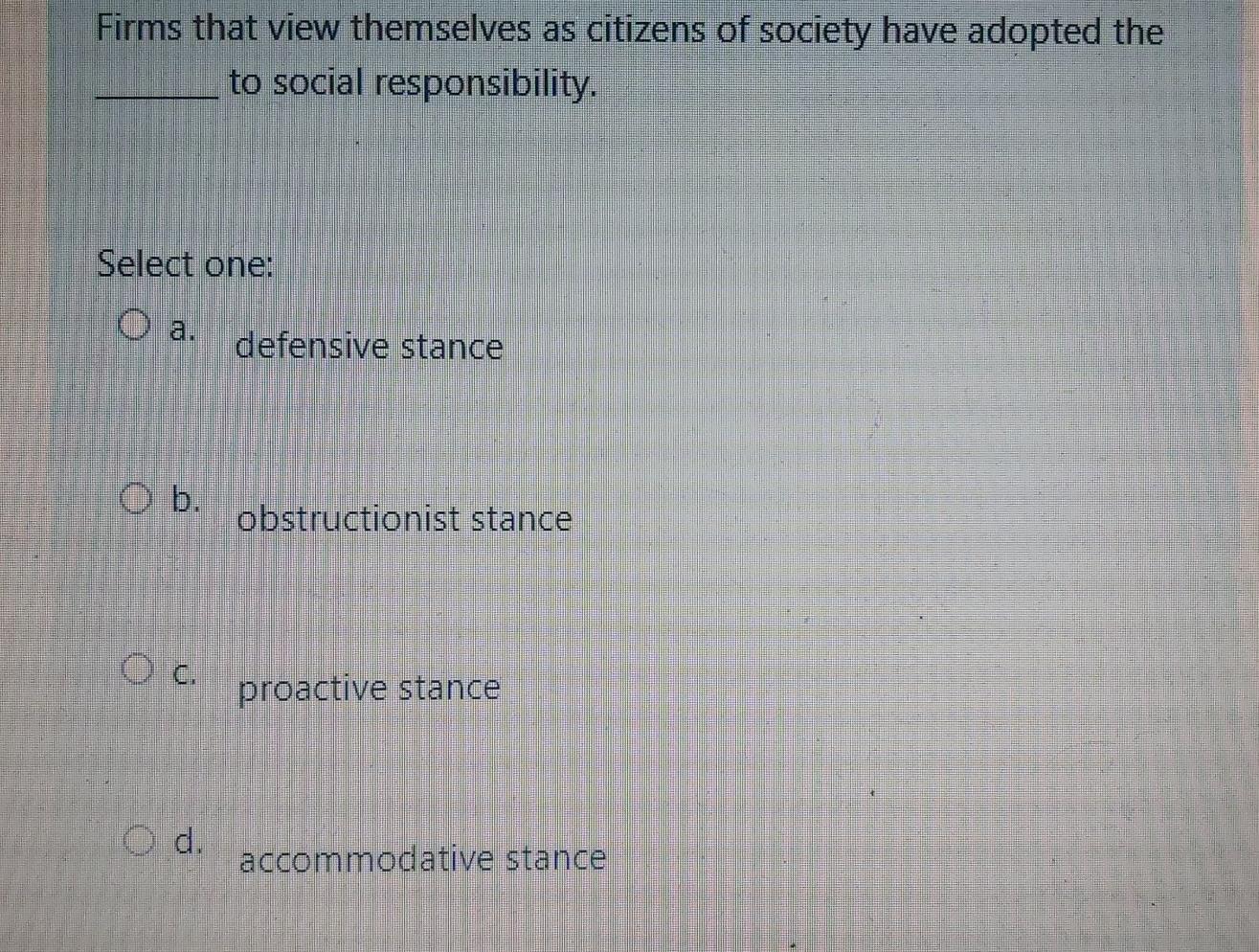 16 Firms that view themselves as citizens of