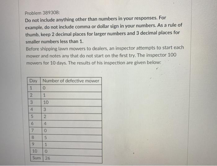 Problem 389308: Do not include anything other