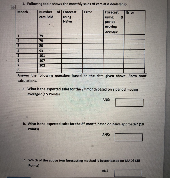 can I have an answer to this please but without