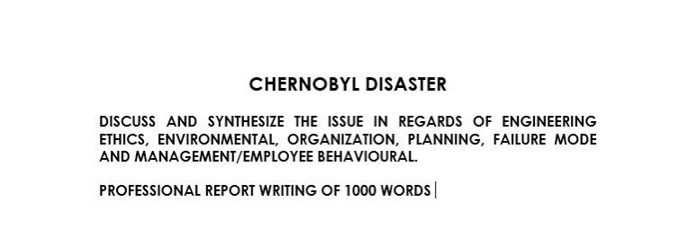 CHERNOBYL DISASTER DISCUSS AND SYNTHESIZE THE