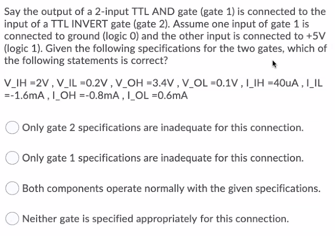 Say the output of a 2-input TTL AND gate (gate 1)