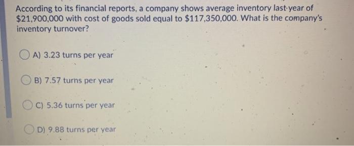 According to its financial reports, a company