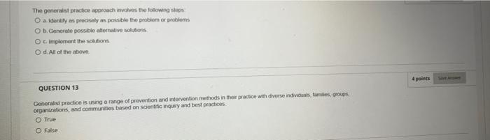 The general practice approach involves the