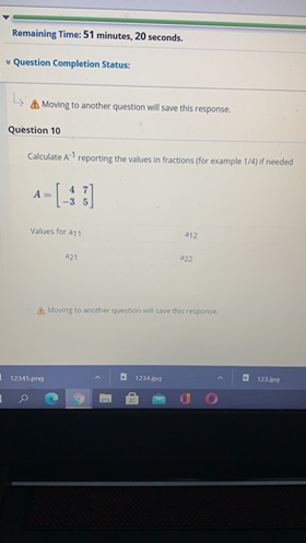 Remaining Time: 51 minutes, 20 seconds. Question