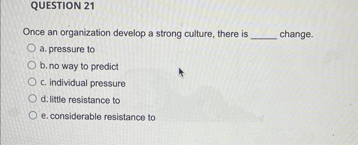 QUESTION 21 change. Once an organization develop