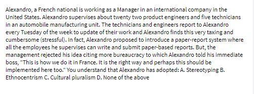 Alexandro, a French national is working as a
