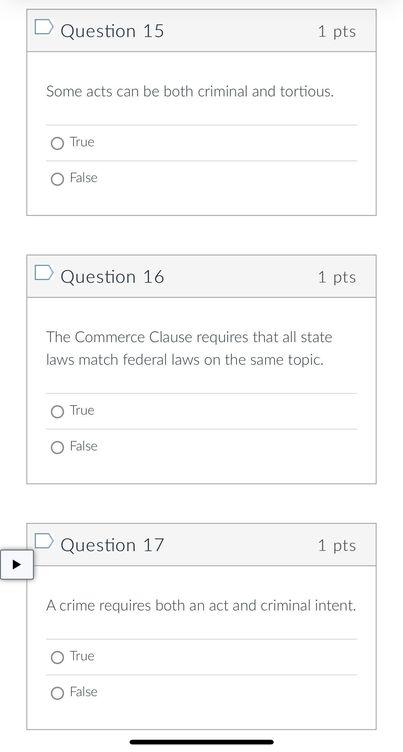 Question 15 1 pts Some acts can be both criminal