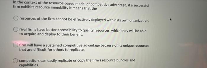 In the context of the resource-based model of