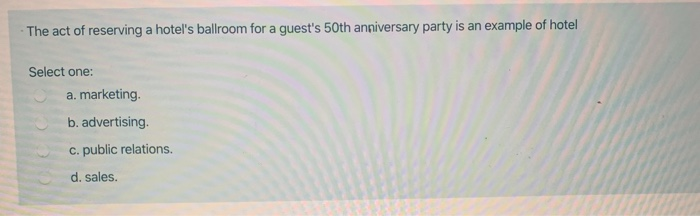 The act of reserving a hotel's ballroom for a