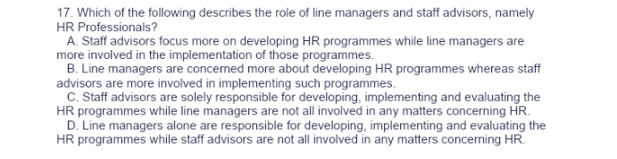 17. Which of the following describes the role of