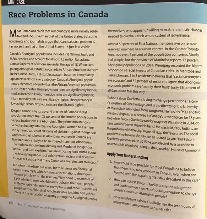 MINI CASE Race Problems in Canada ost Canadians