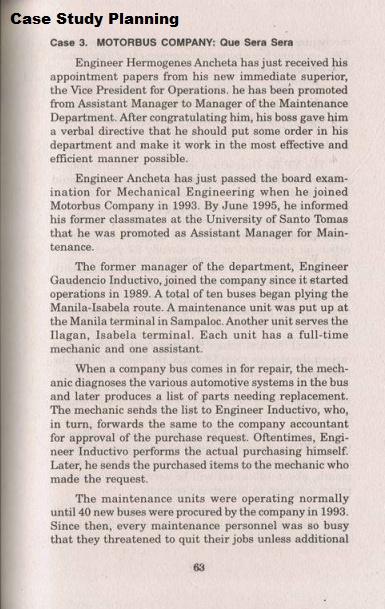 Case Study Planning Case 3. MOTORBUS COMPANY: Que