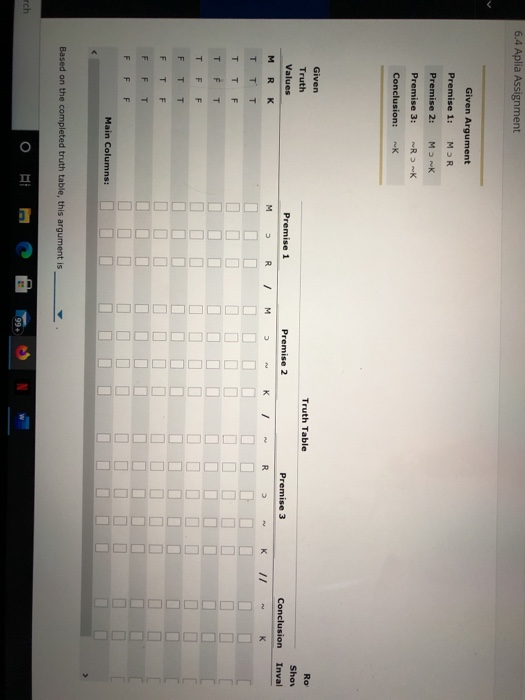 6.4 Aplia Assignment Given Argument Premise 1: MR