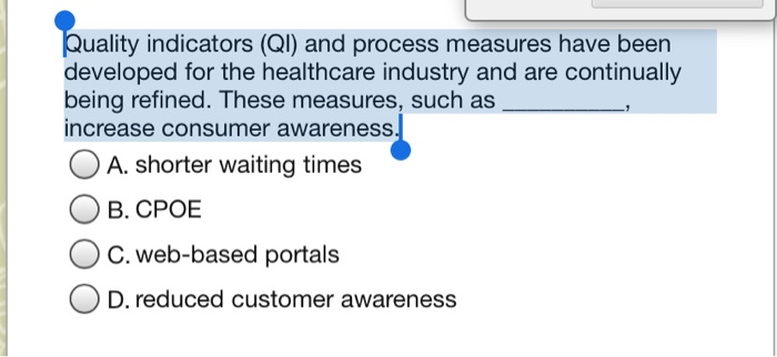 Quality indicators (QI) and process measures have