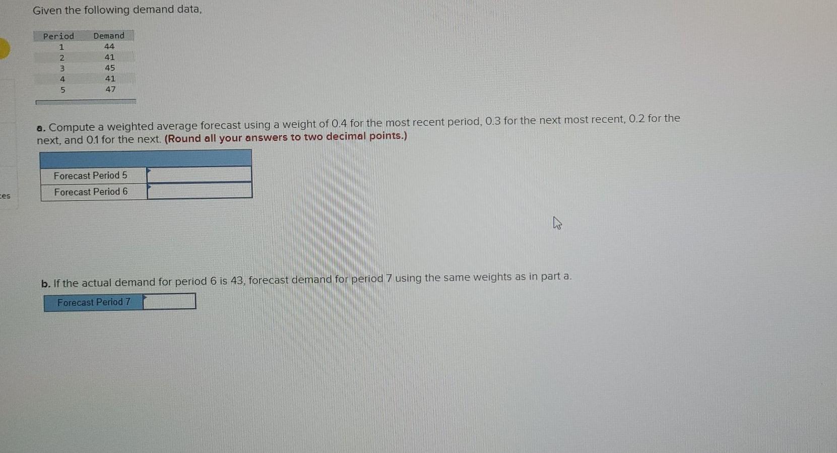 Given the following demand data, Period 1 Demand