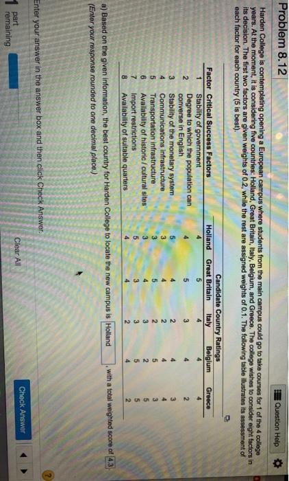 Problem 8.12 Question Help Harden College is