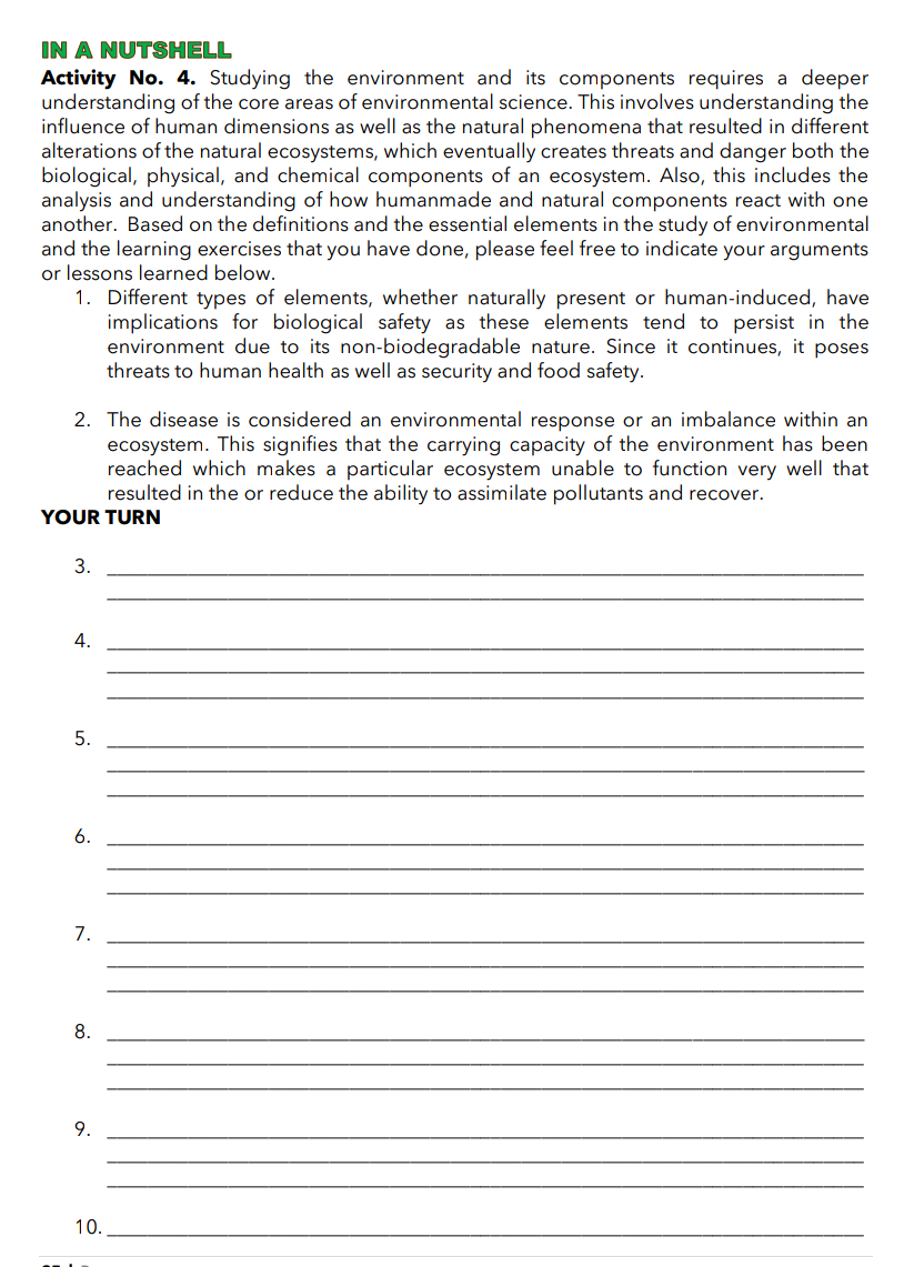 IN A NUTSHELL Activity No. 4. Studying the