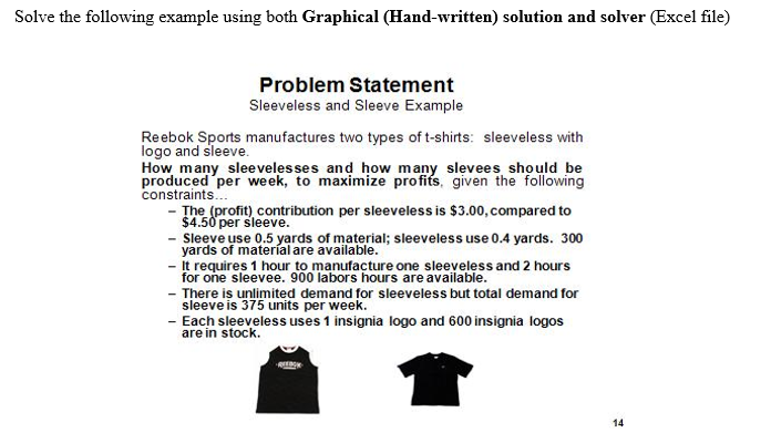 Solve the following example using both Graphical