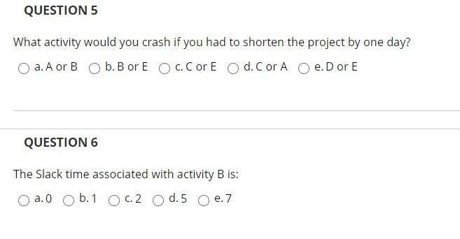 QUESTION 1 (Information for the next 6
