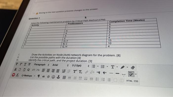 the questo prevent change to the answer the