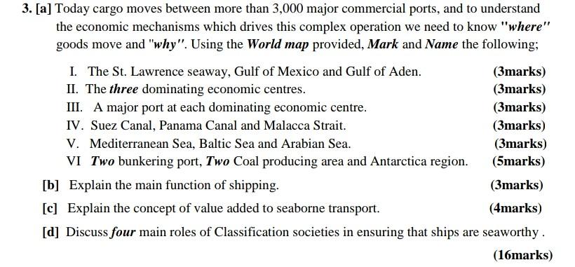 3. [a] Today cargo moves between more than 3,000