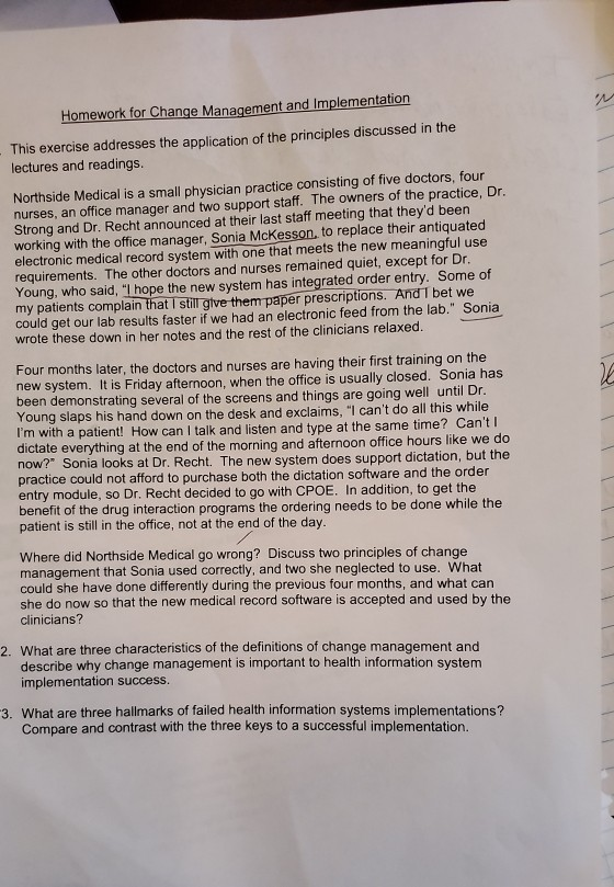 Homework for Change Management and Implementation