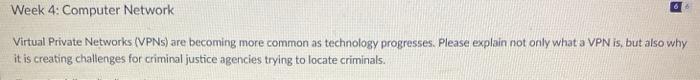 6 Week 4: Computer Network Virtual Private