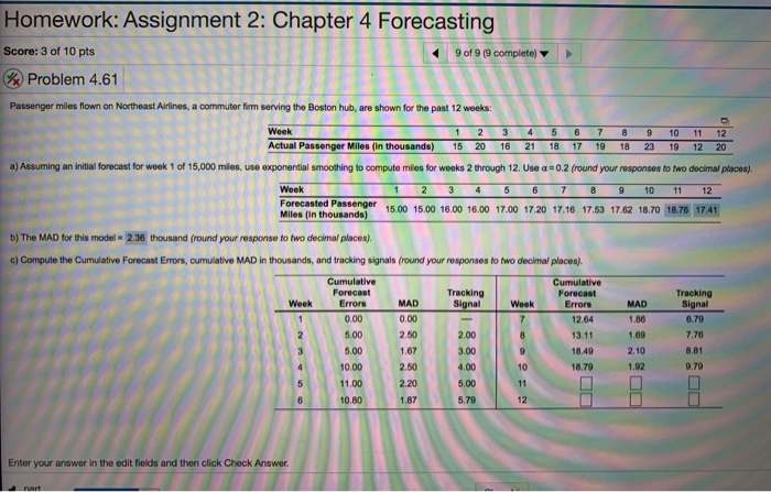 Homework: Assignment 2: Chapter 4 Forecasting