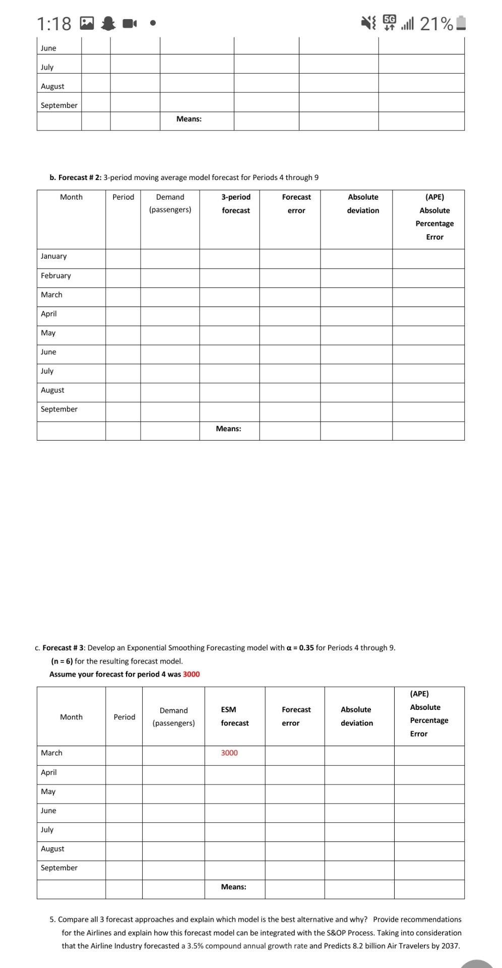 Case Study # 4: (5%) Global Air Transportation.