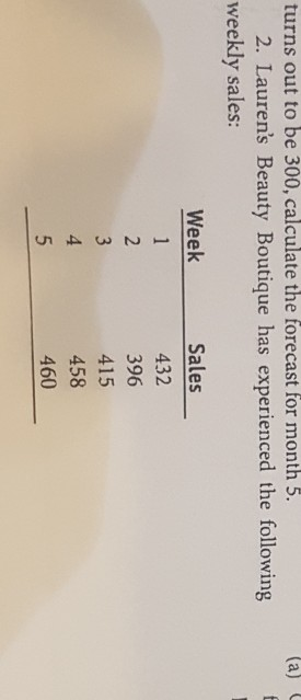 Problems 1. Sales for a product for the past