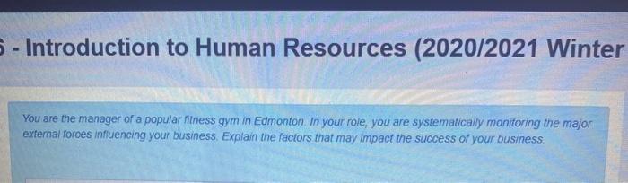 - Introduction to Human Resources (2020/2021