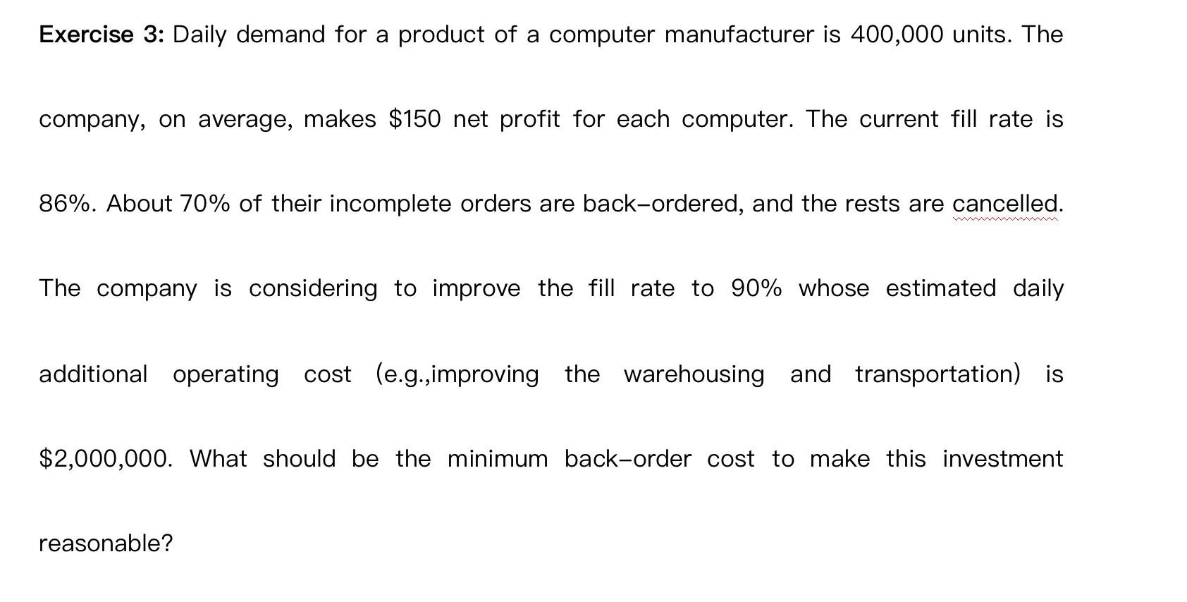 Exercise 3: Daily demand for a product of a