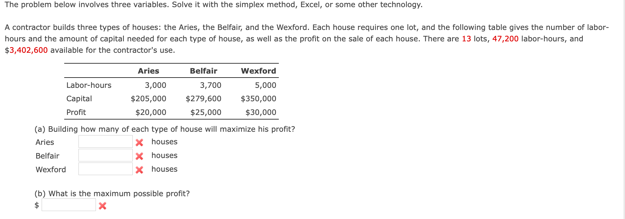 The problem below involves three variables. Solve