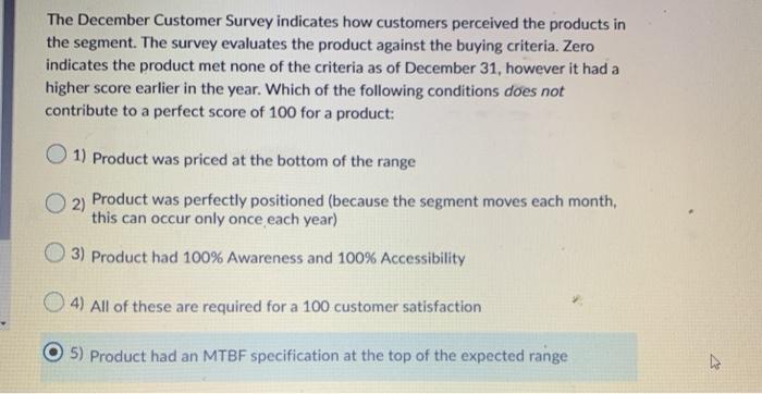 The December Customer Survey indicates how