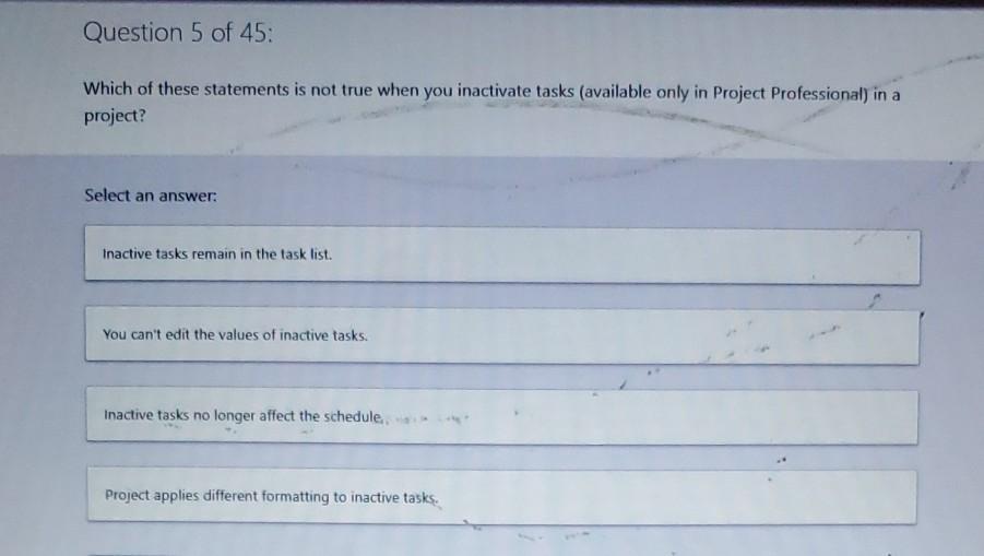 Question 5 of 45: Which of these statements is