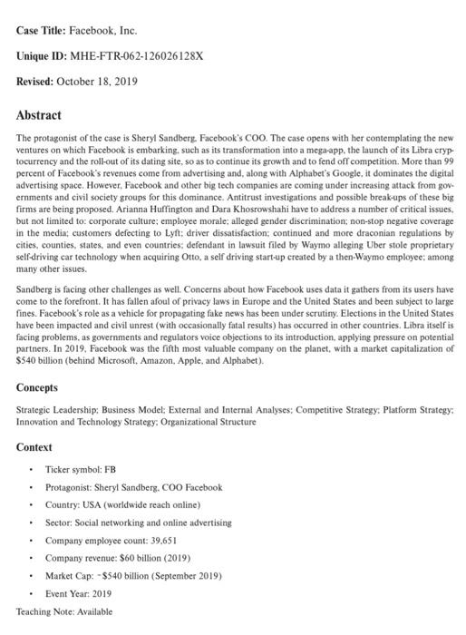 USE the case study link below for your discussion