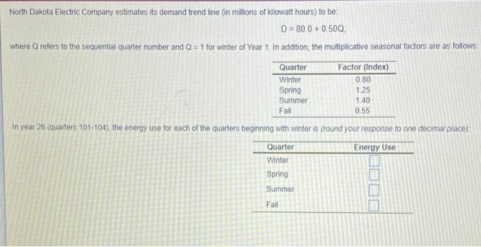 0.80 North Dakota Electric Company estimates its