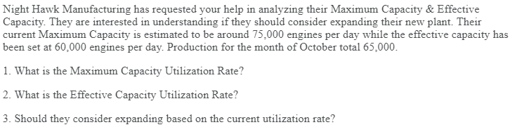 Night Hawk Manufacturing has requested your help