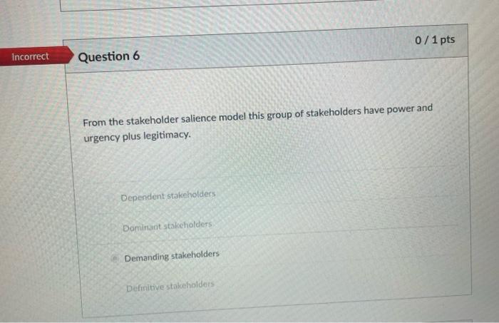 0 / 1 pts Incorrect Question 5 From the