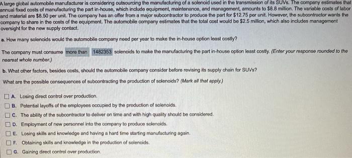 A large global automobile manufacturer is