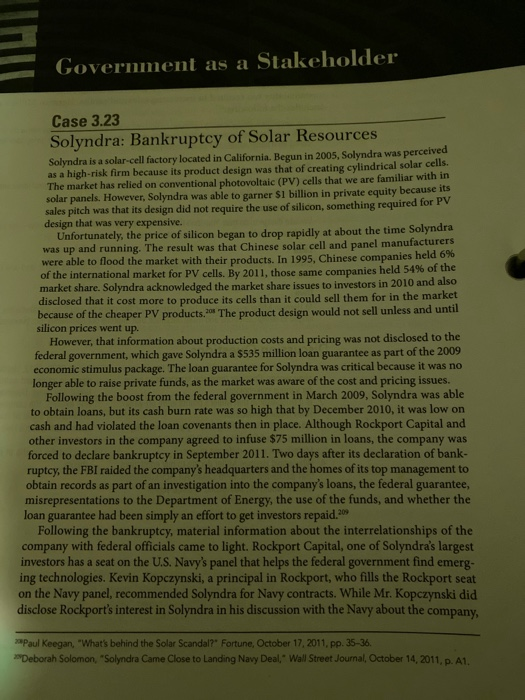 government as a stakeholder Case 3.23 in business