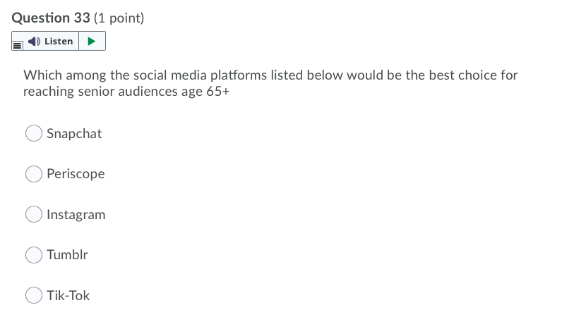 Social media marketing help asap!! Question 43 (1